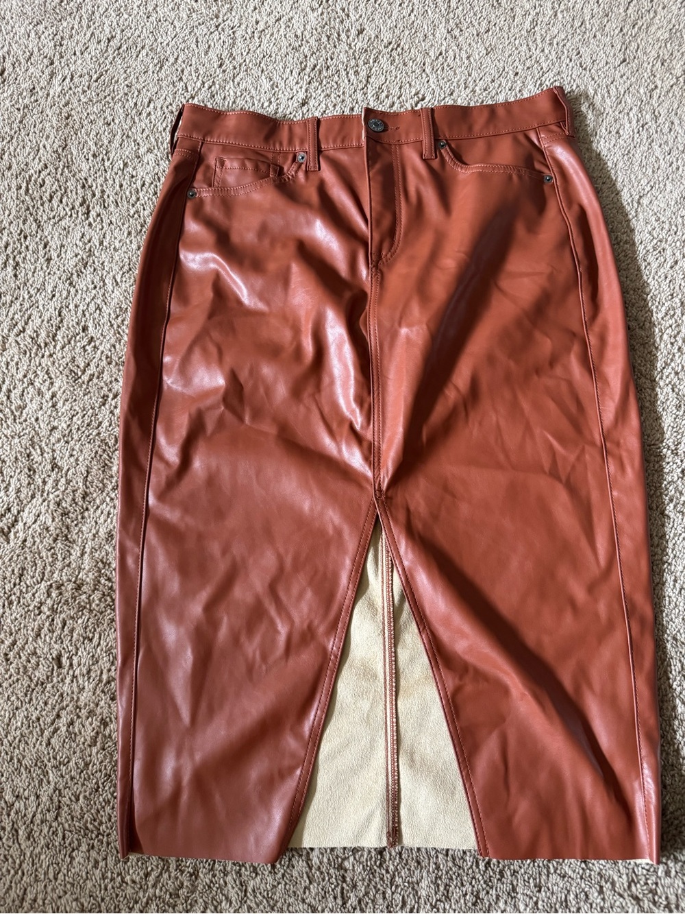 torrid Cognac Faux Leather Pencil Skirt with Front Slit - Picture 4 of 8